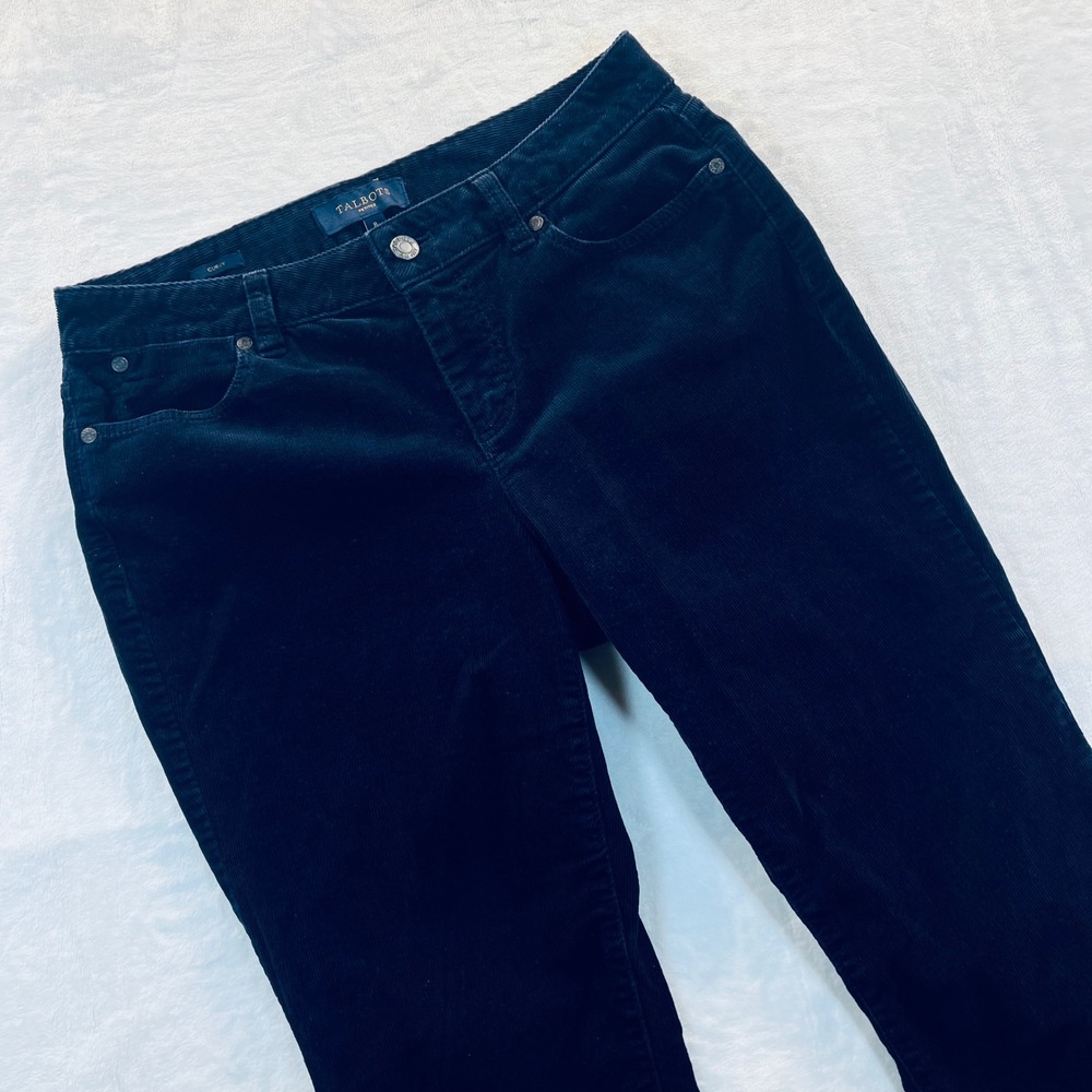 Talbots Petites Curvy Fit Corduroy Pants Navy Blue Straight Leg 8P